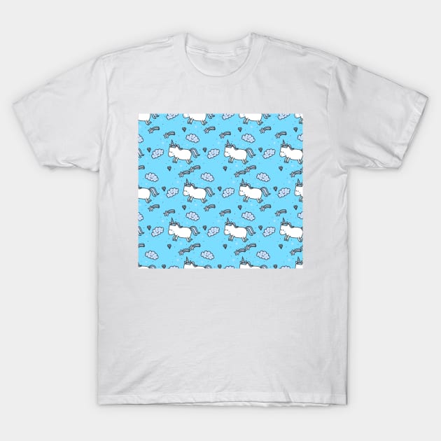 Unicorn kids blue T-Shirt by Bomdesignz